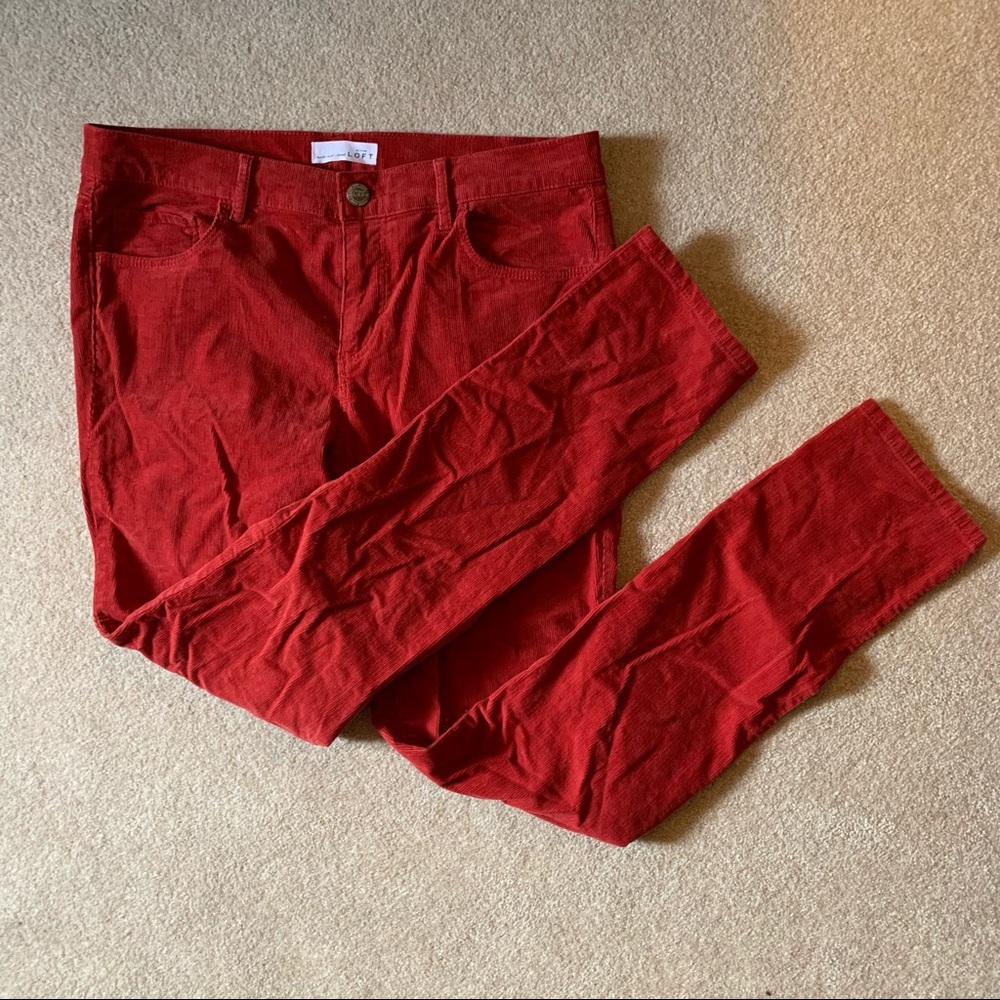 👖 LOFT modern skinny corduroy jeans in red 👖